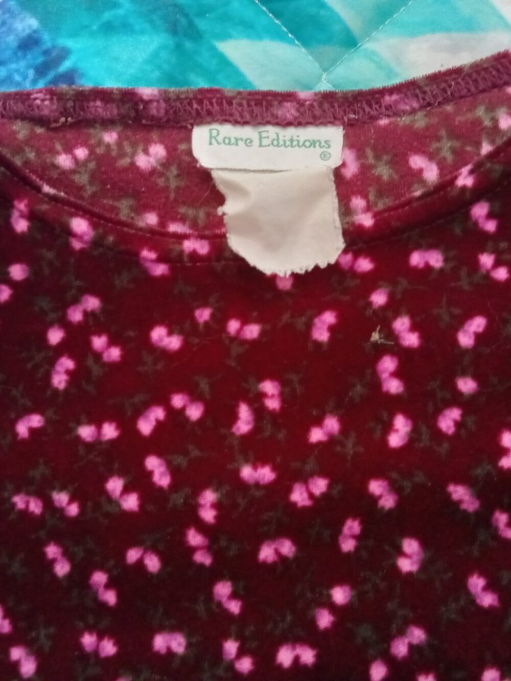 Girls Dress Brand Rare Edition Maroon with Pink Flowers 10 or 10-12 Velour
